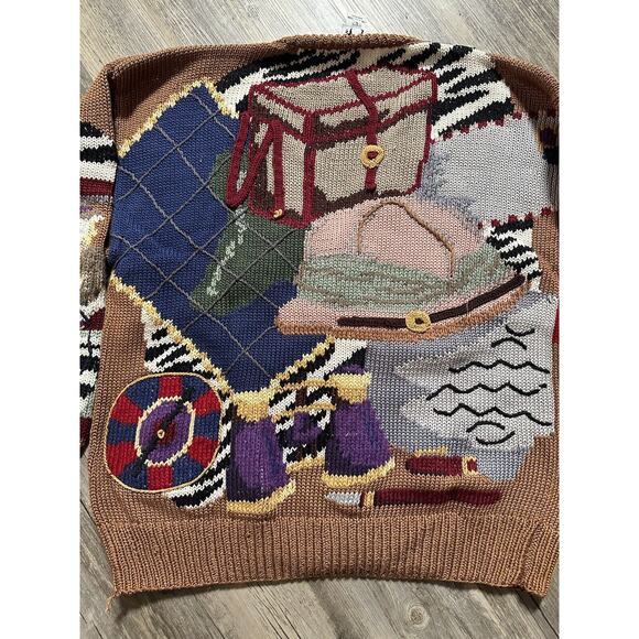 Vintage Traditional Trading Co Safari Hand Knitted Cardigan Size Large - Picture 7 of 11